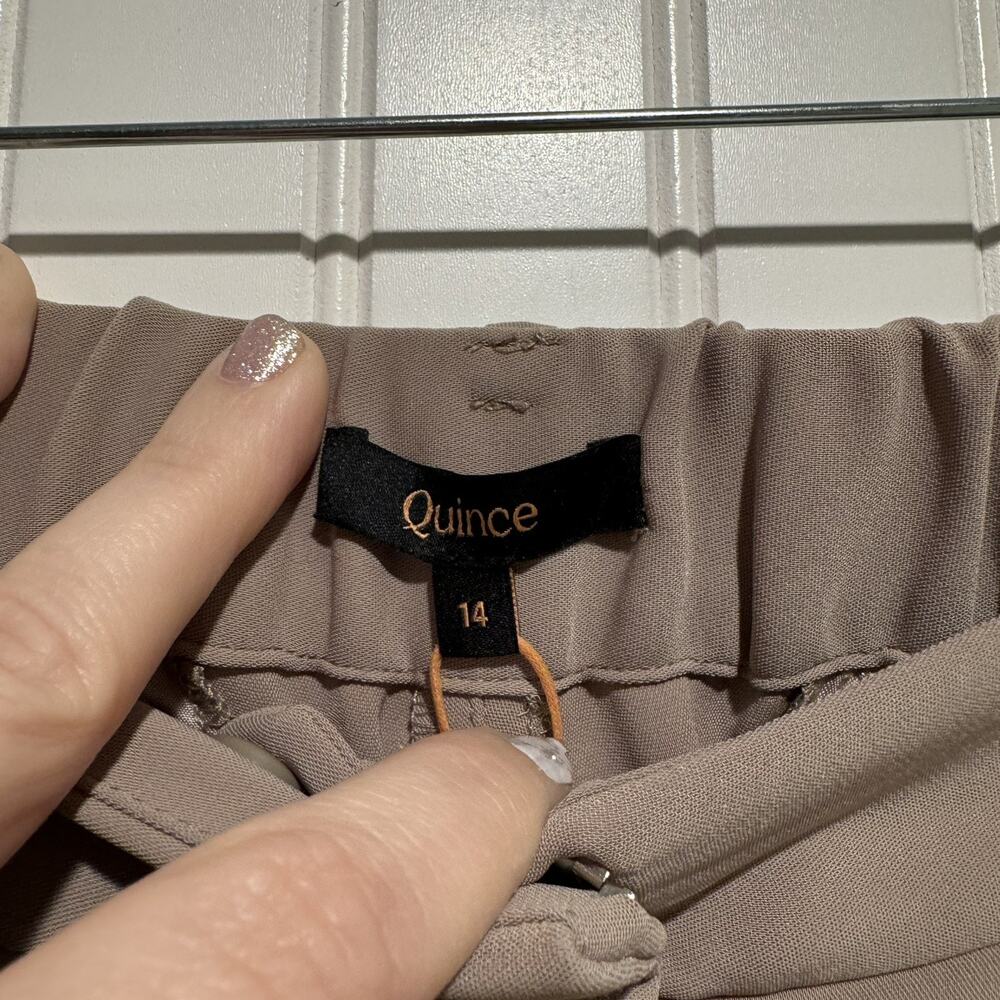 Quince Stretch Crepe Pleated Wide Leg Pants Morel Gray NEW Size 14 - Picture 5 of 9